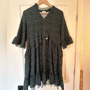 Amazon Dark Green/White Polk a dot Dress; Size Medium🌸